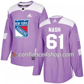 Adidas Maillot de Hockey New York Rangers Rick Nash 61 2017-2018 Violet Fights Cancer Practice Authentic - Homme